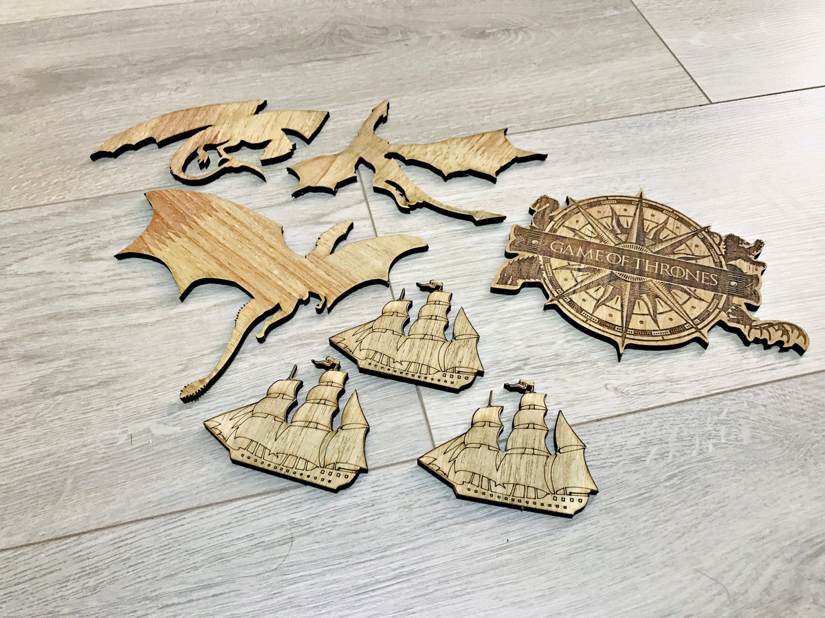 Mayan Corner - Westeros seven kingdom wooden map wall decor, Essos G.G Martin wall art, Game of Thrones details map wall decoration