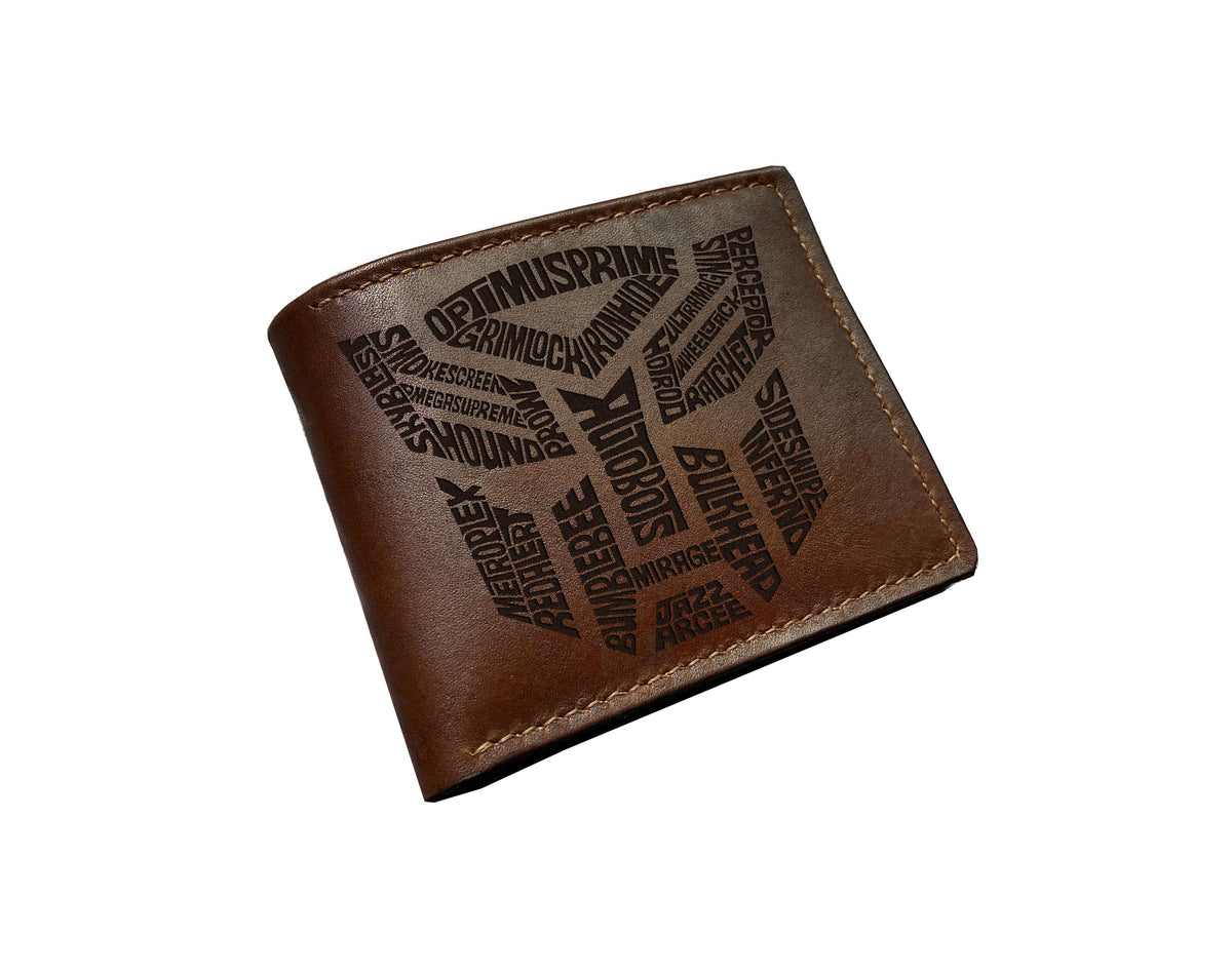 Transformers art men's wallet, personalized birthday gift ideas for boyfriend, husband, cool wallet for dad, Autobots logo art wallet