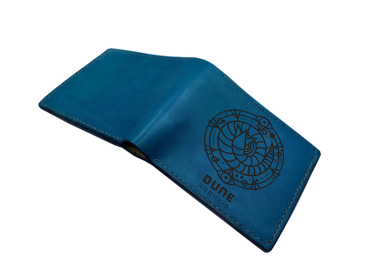 Dune symbol customized leather men's wallet, shai-hulud sandworm leather present for men