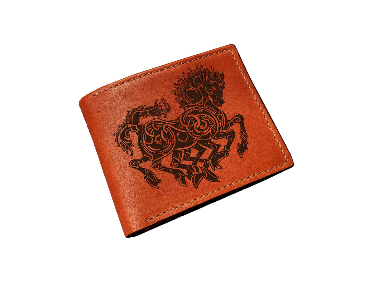 Sleipnir Odin's Steed leather men's wallet, customized men's gift, Norse Viking symbols wallet