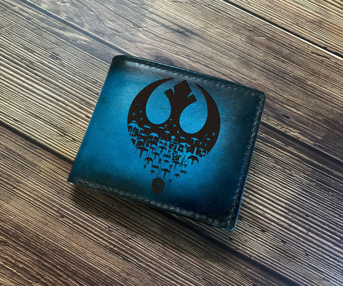Jedi Starwars logo engraving wallet, starwars men's wallet, gift for him, birthday anniversary starwars style present, wedding gift ideas