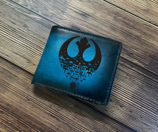 Jedi Starwars logo engraving wallet, starwars men's wallet, gift for him, birthday anniversary starwars style present, wedding gift ideas
