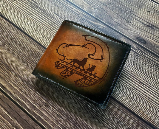 Lion King leather bifold men's wallet, custom gift for men, birthday anniversary christmas gift for dad, husband, cool wallet for boyfriend
