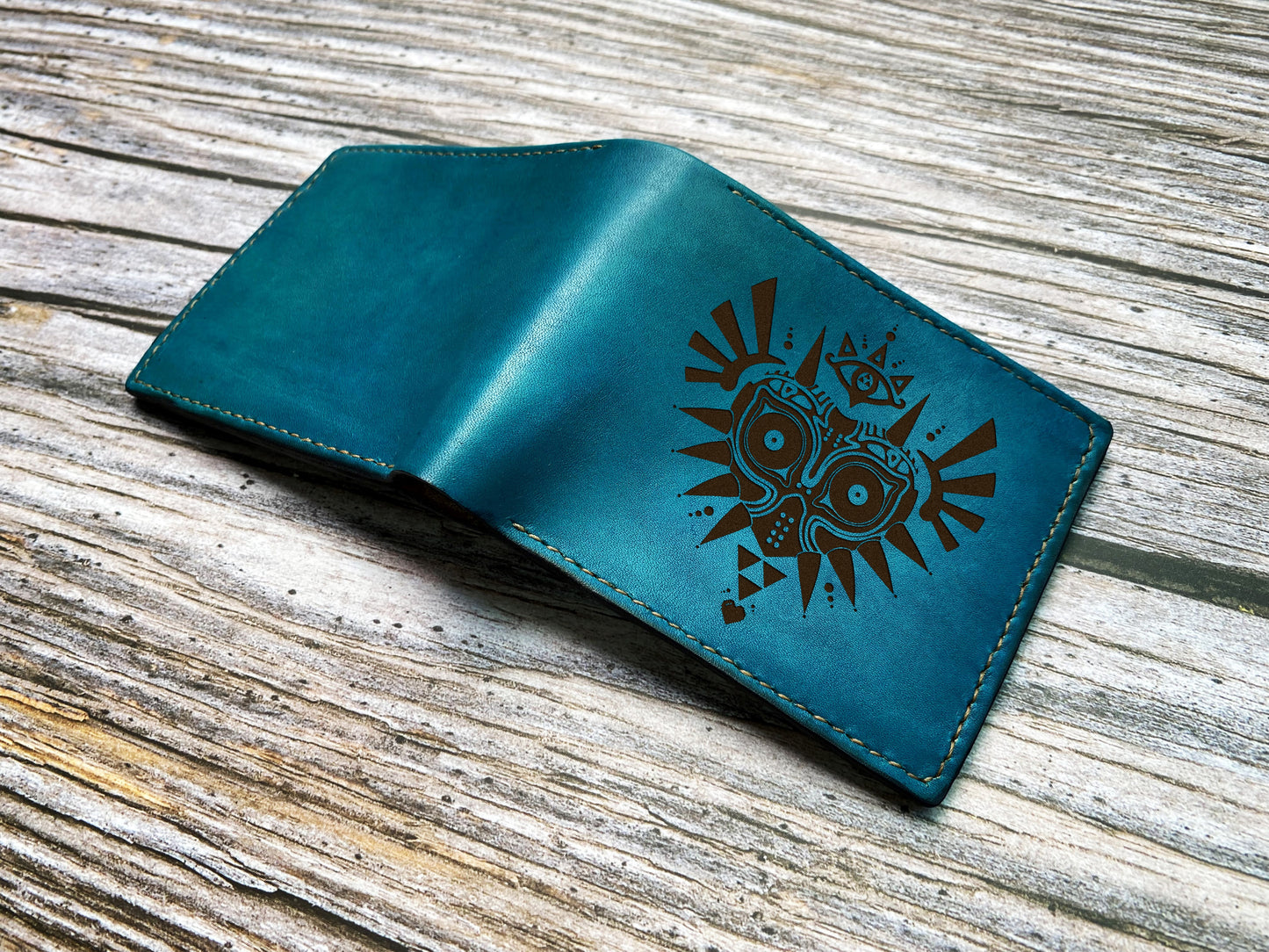 Personalized leather men's wallet, Majora Mask leather wallet, Majora mask gift for men, Legend of Zelda men present