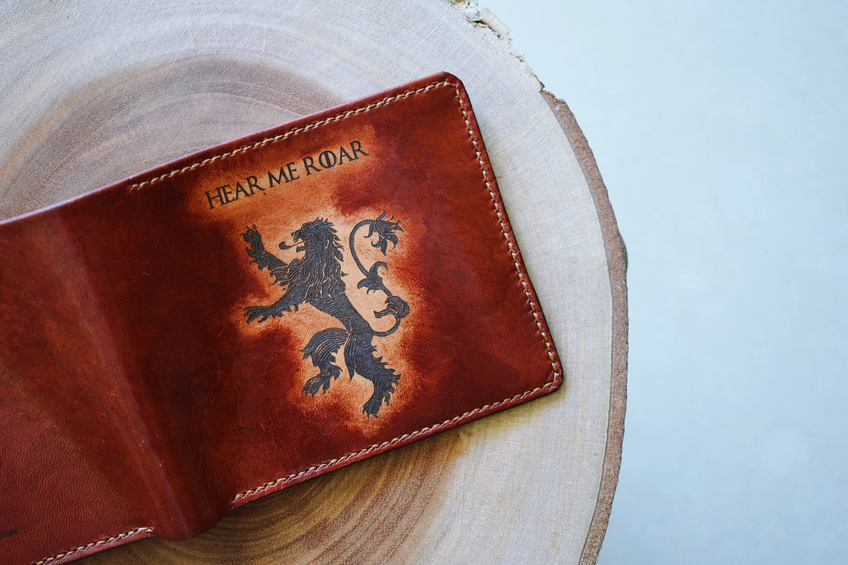 Mayan Corner - Game of Thrones leather men's wallet, men's gift ideas, personalized gift for him, anniversary present - House Lannister Logo