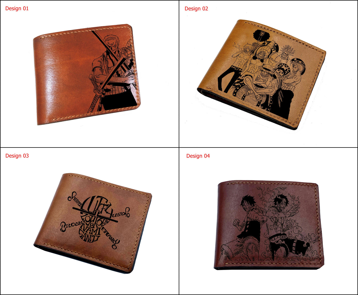 Mayan Corner - Personalized small leather wallet, One Piece Zoro men's wallet, anniversary present for him, christmas gift idea for friend