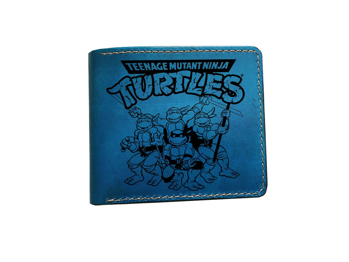 Mayan Corner - Personalized genuine leather handmade wallet, leather gift ideas for him, ninja turtle leather art wallet - 0111224