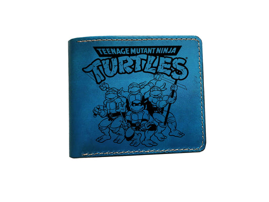 Mayan Corner - Personalized genuine leather handmade wallet, leather gift ideas for him, ninja turtle leather art wallet - 0111223