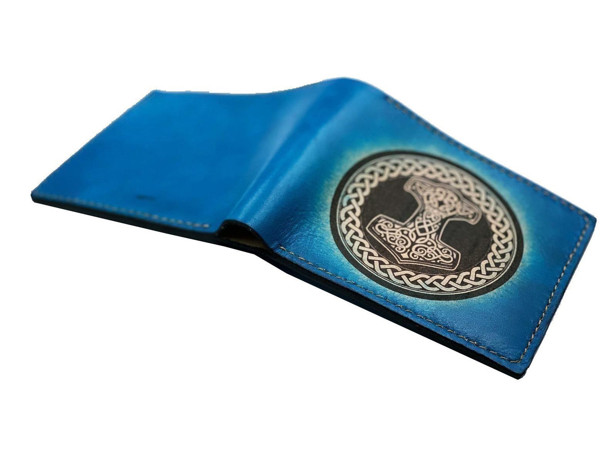 Mayan Corner - Thor's hammer mjolnir leather handmade men's wallet, custom gifts for him, father's day gifts, anniversary gift for men