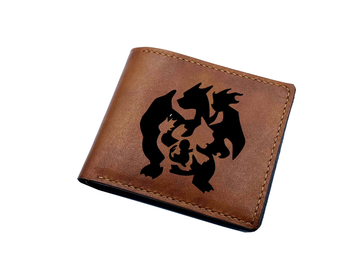 Mayan Corner - Personalized leather wallet, pokemon genuine leather men's wallet, pokemon evolution gift idea for boyfriend, husband, colleague