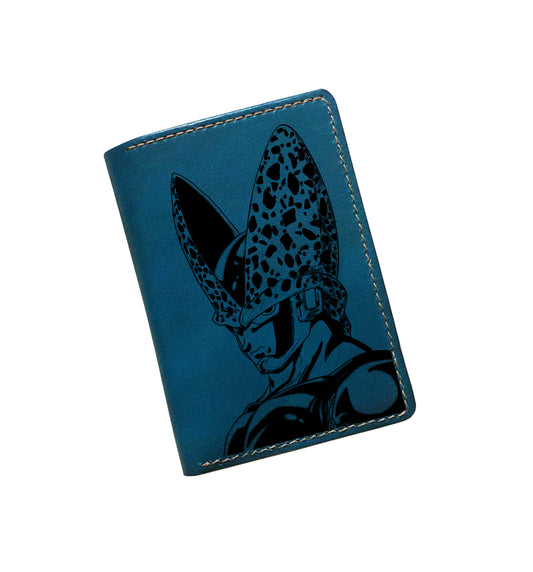 Mayan Corner - Dragon ball characters drawing leather wallet, fan art leather gift for men, wallet for boyfriend, birthday christmas present ideas - Cell android