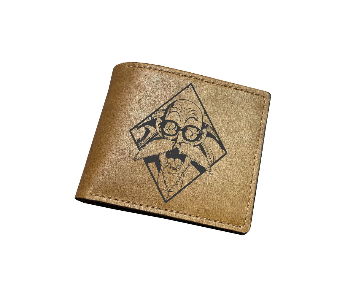 Mayan Corner - Dragon ball characters drawing leather wallet, fan art leather gift for men, wallet for him, leather anniversary present ideas -  Master Roshi