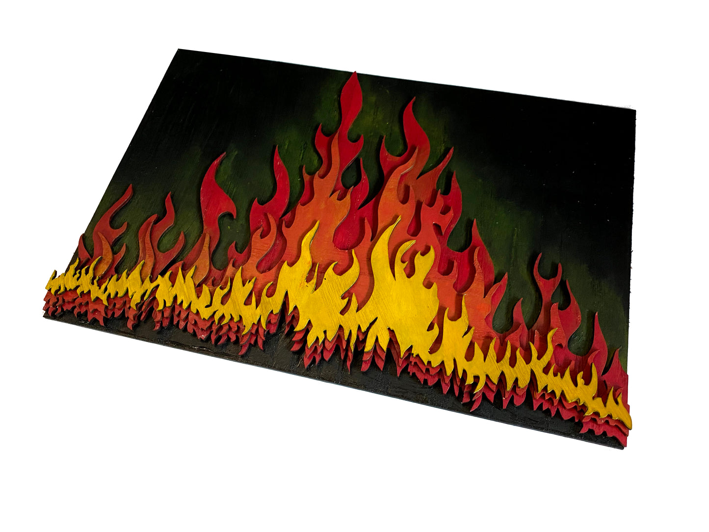 Wooden wall art home decor, Fire 3D multi layers hanging wooden picture, nature elements wall art decor, livingroom kitchen bedroom morden art