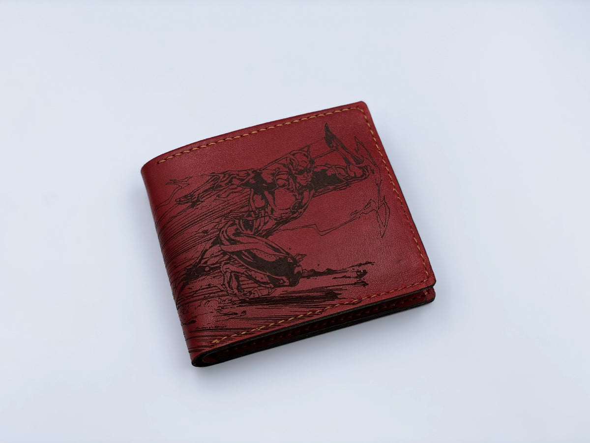 Mayan Corner - Flash Barry Allen DC superheroes leather handmade men's wallet, custom gifts for him, father's day gifts