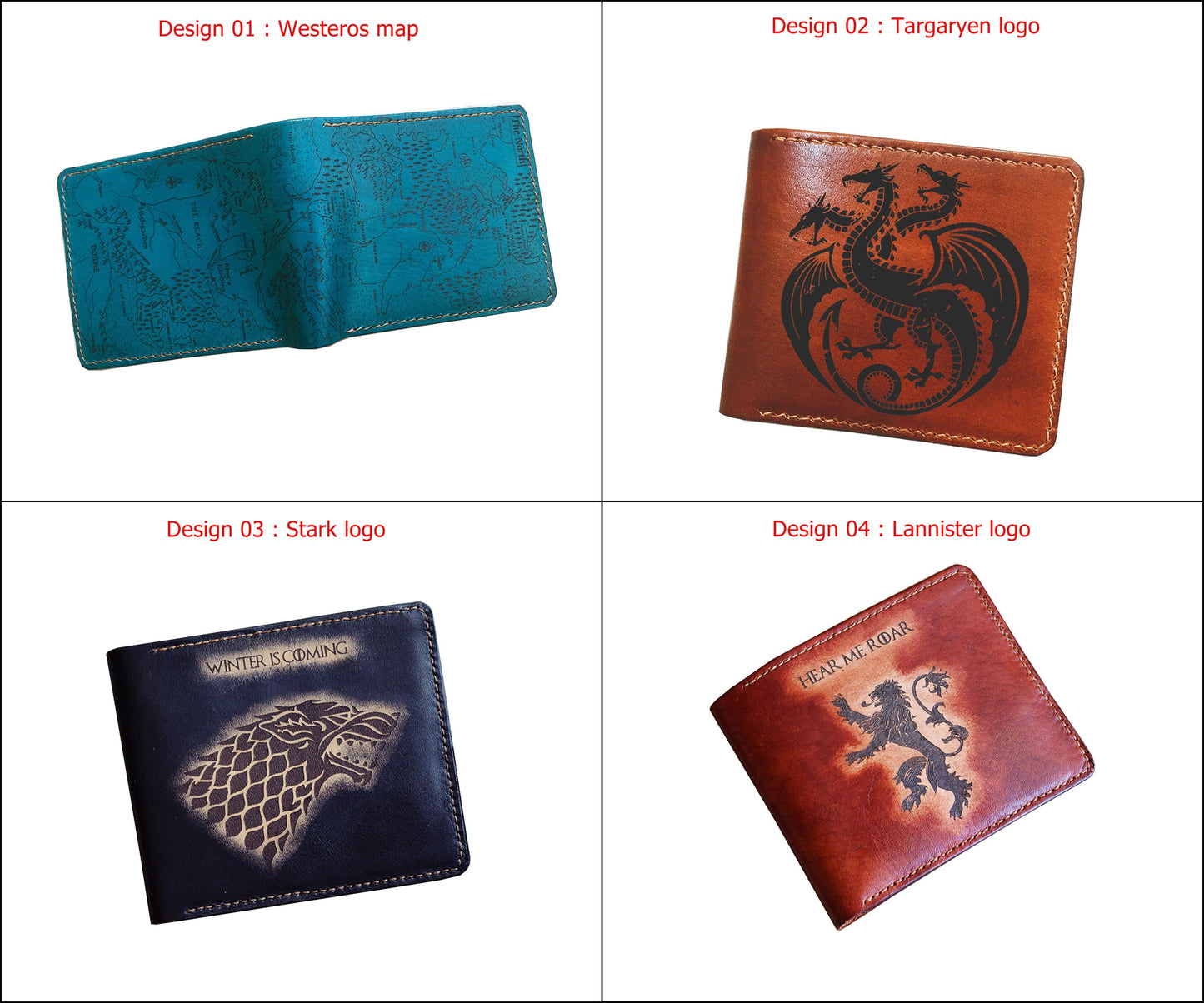 Mayan Corner - Game of Thrones leather men's wallet, men's gift ideas, personalized gift for him, anniversary present - House Stark Logo