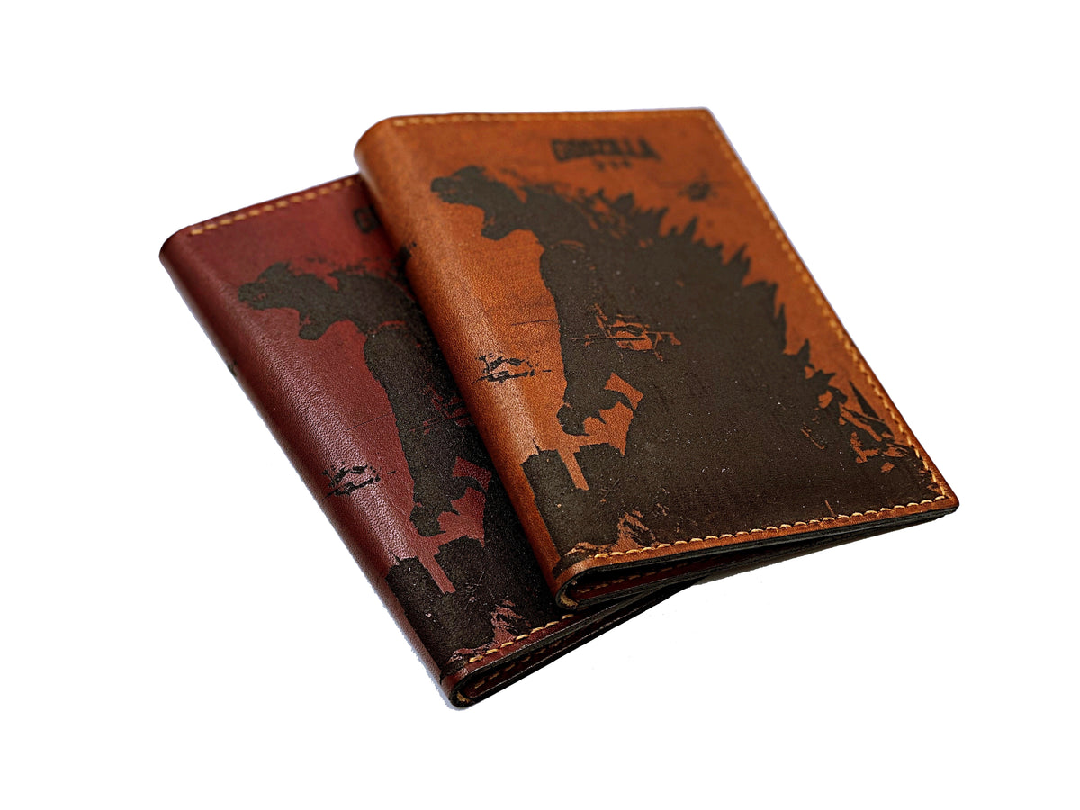 Personalized Godzilla Leather Passport Wallet, Passport Cover, Passport Holder, Custom travel gift, Anniversary gift ideas