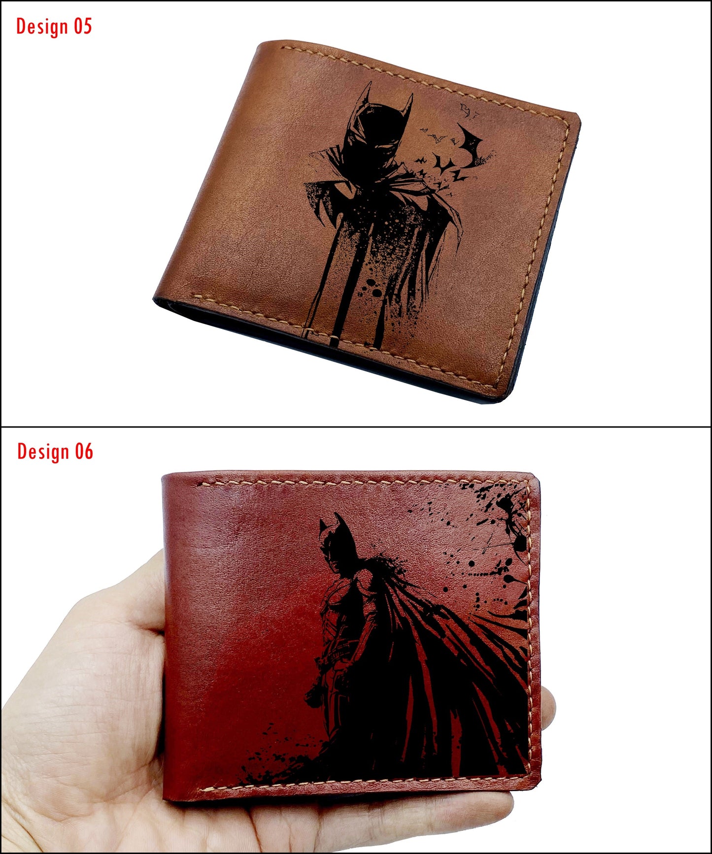 Mayan Corner - Batman leather wallet, superheroes genuine leather art, the dark knight pattern present, birthday gift ideas for boyfriend, father, husband