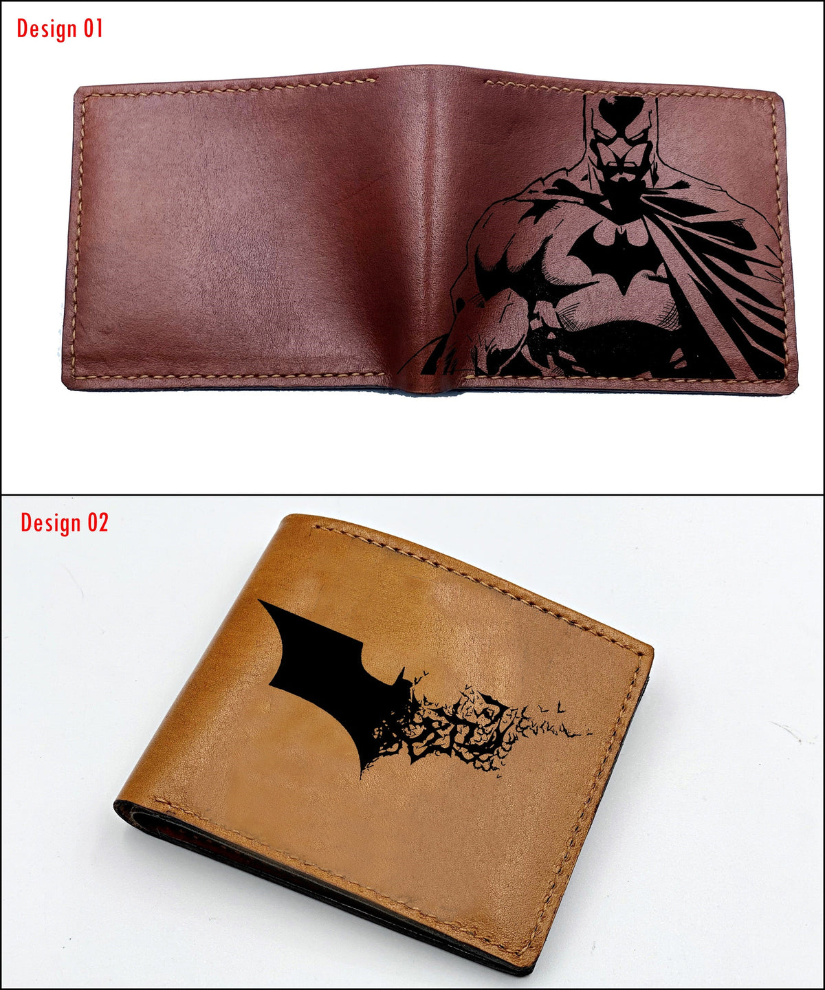 Mayan Corner - Batman leather wallet, superheroes genuine leather art, the dark knight pattern present, birthday gift ideas for boyfriend, father, husband