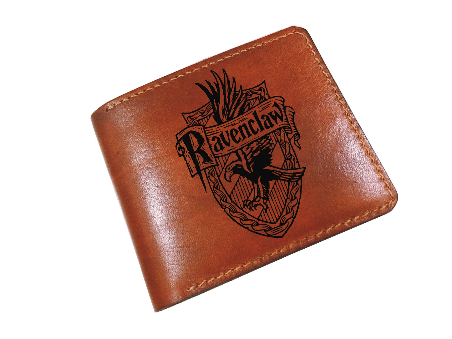 Mayan Corner - Harry Porter leather men wallet, Hogwarts houses logo engraving wallet, customized leather gift for dad, brother, husband