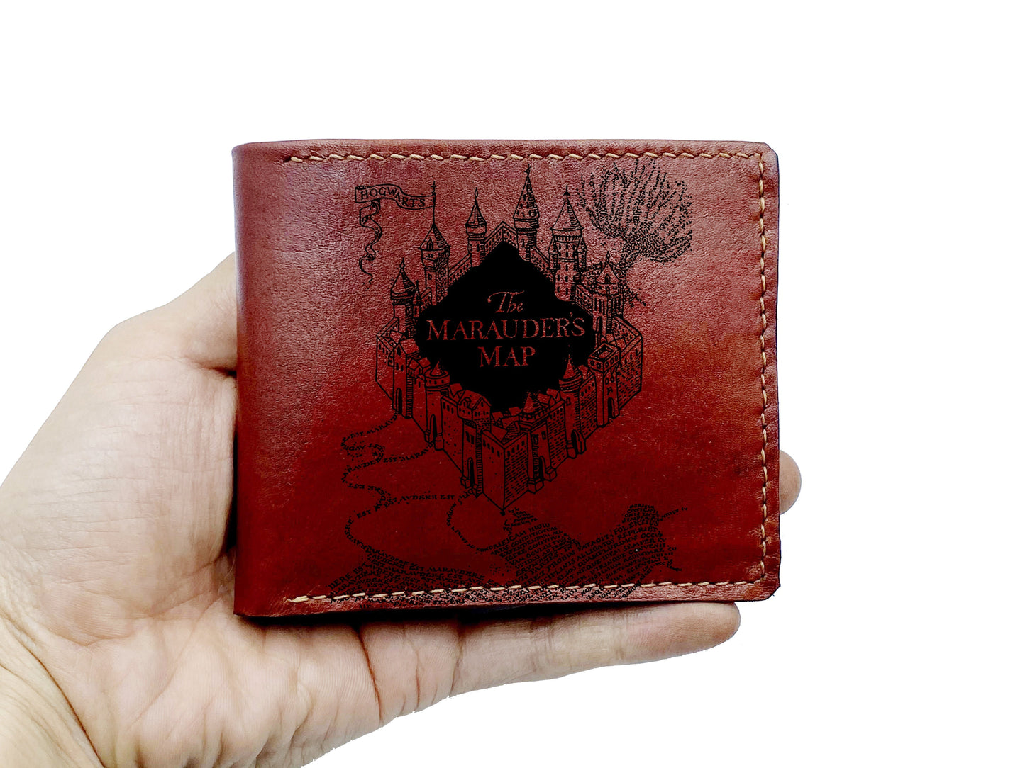 Mayan Corner - Customized leather men wallet, Harry Porter Platform 9 3/4 Hogwarts Express drawing wallet