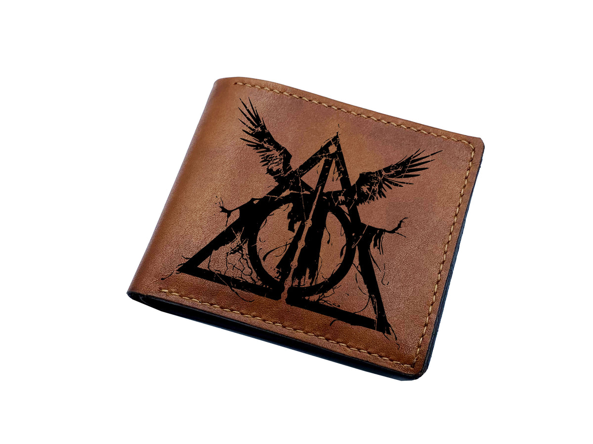 Mayan Corner - Harry Porter leather men wallet, birthday gift idea for friends, The Deathly Hallows symbol leather wallet