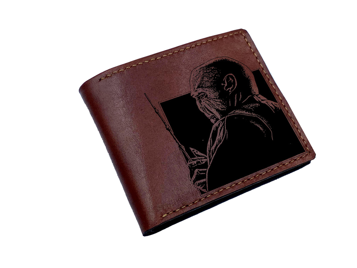 Mayan Corner - Voldemort engraving leather wallet, customized Harry Porter characters leather gifts, leather anniversary present idea for men
