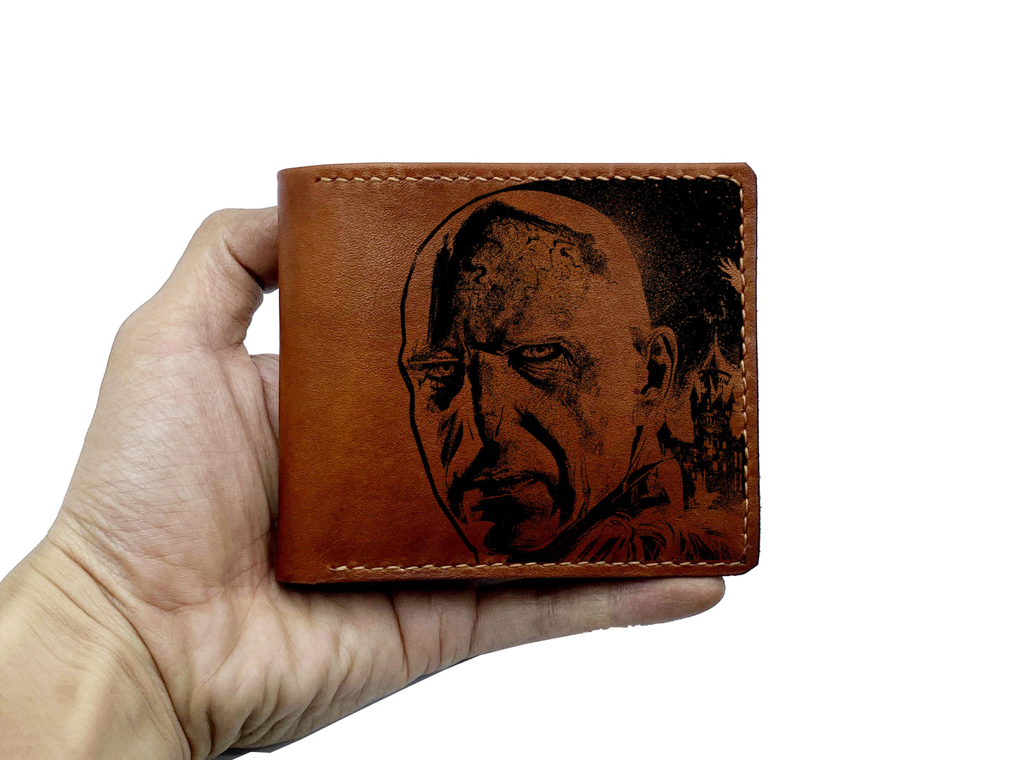 Mayan Corner - Personalized Voldemort the dark Lord wizard leather wallet, Custom Harry Porter leather art gifts, leather birthday present for dad
