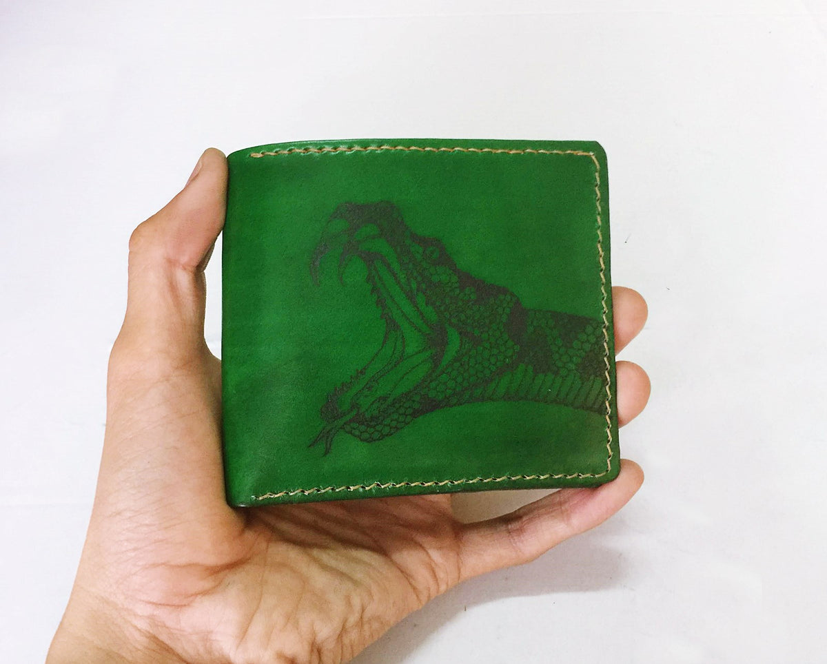 Mayan Corner - Cobra Snake animal leather handmade men's wallet, custom gifts for him, father's day gifts, anniversary gift for men