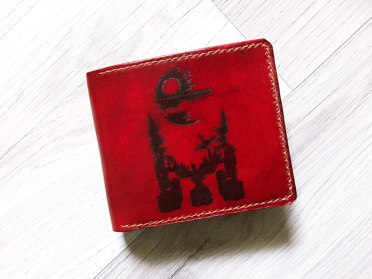 Mayan Corner - Starwars R2D2 robot custom leather handmade men's wallet, special gifts for him, brown leather men's wallet, wallet for dad, boyfriend, husband, anniversary present for men