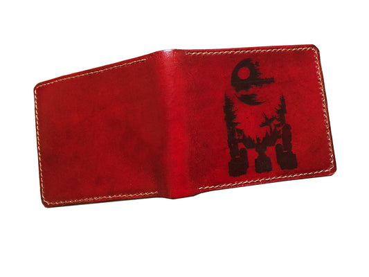 Mayan Corner - Starwars R2D2 robot custom leather handmade men's wallet, special gifts for him, brown leather men's wallet, wallet for dad, boyfriend, husband, anniversary present for men