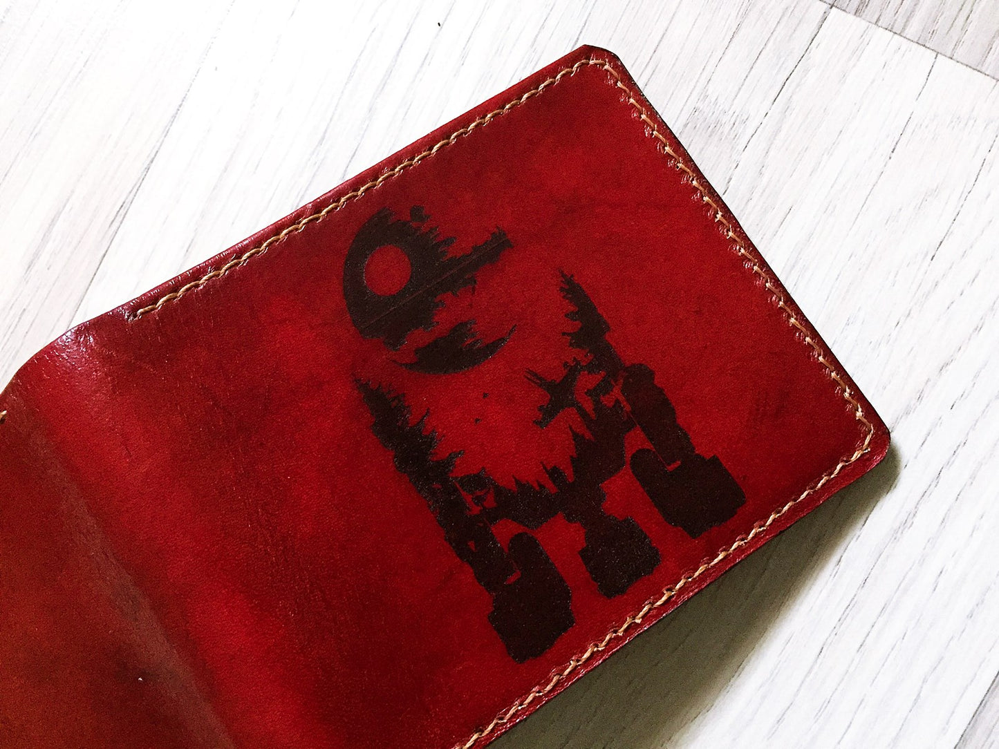 Mayan Corner - Starwars R2D2 robot custom leather handmade men's wallet, special gifts for him, brown leather men's wallet, wallet for dad, boyfriend, husband, anniversary present for men