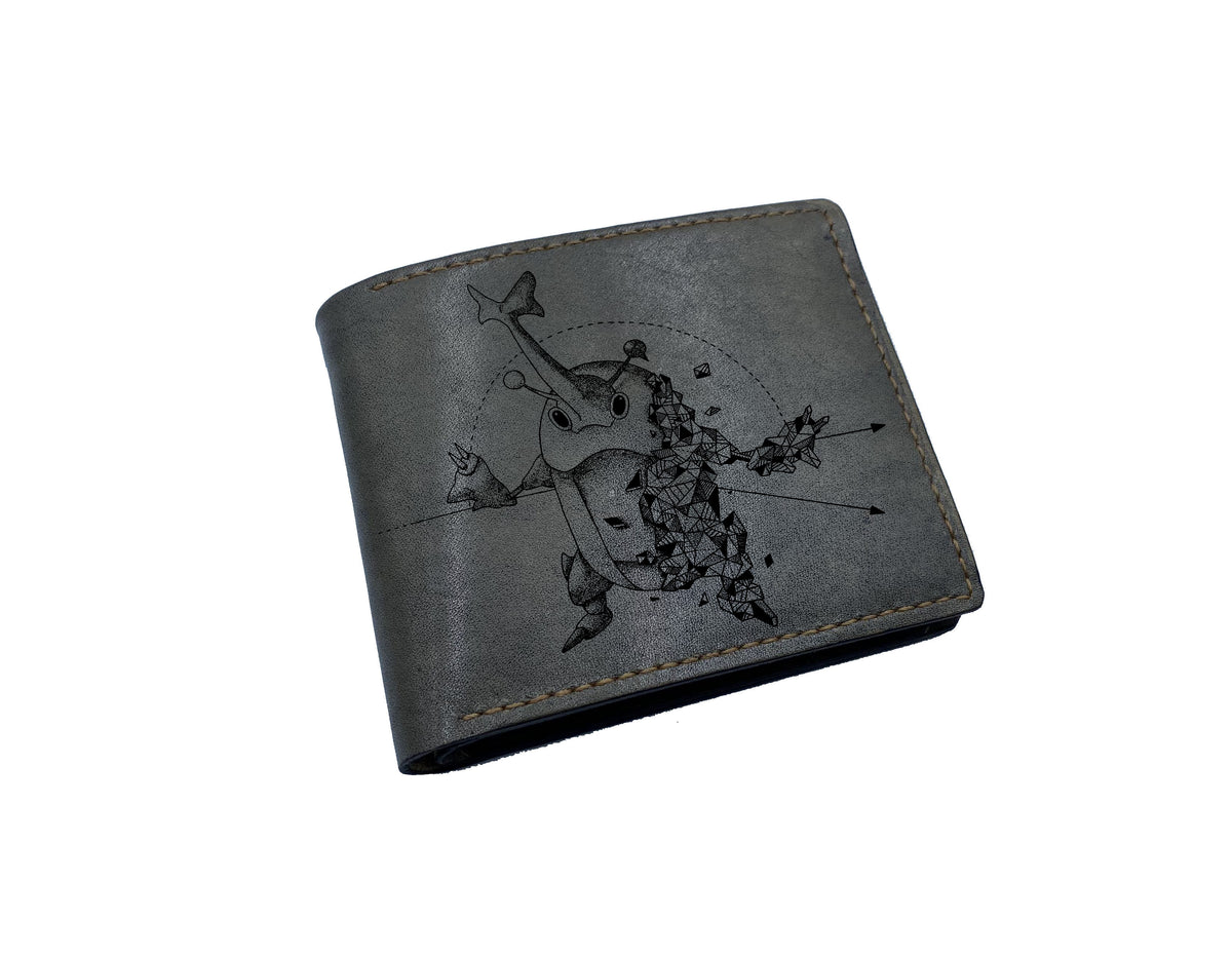 Mayan Corner - Pokemon geometric art leather wallet, customized leather gift for men, pokemon gift ideas - Bulbasaur PK27102