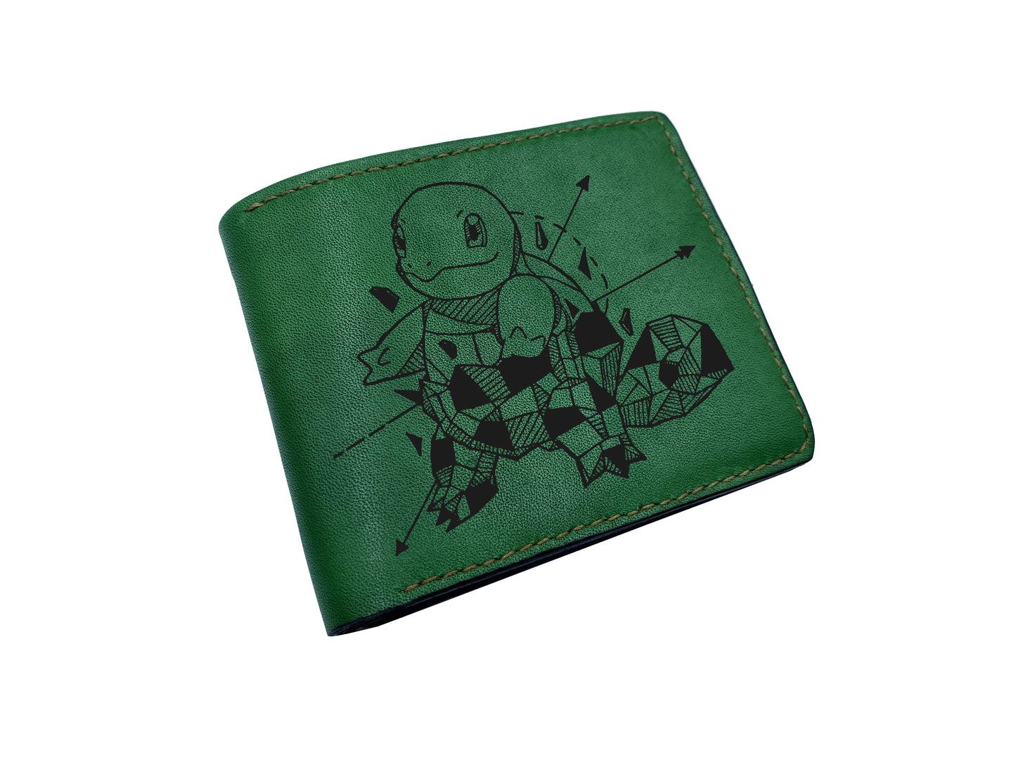 Mayan Corner - Pokemon geometric art leather wallet, customized leather gift for men, pokemon gift ideas -  Squirtle PK27103