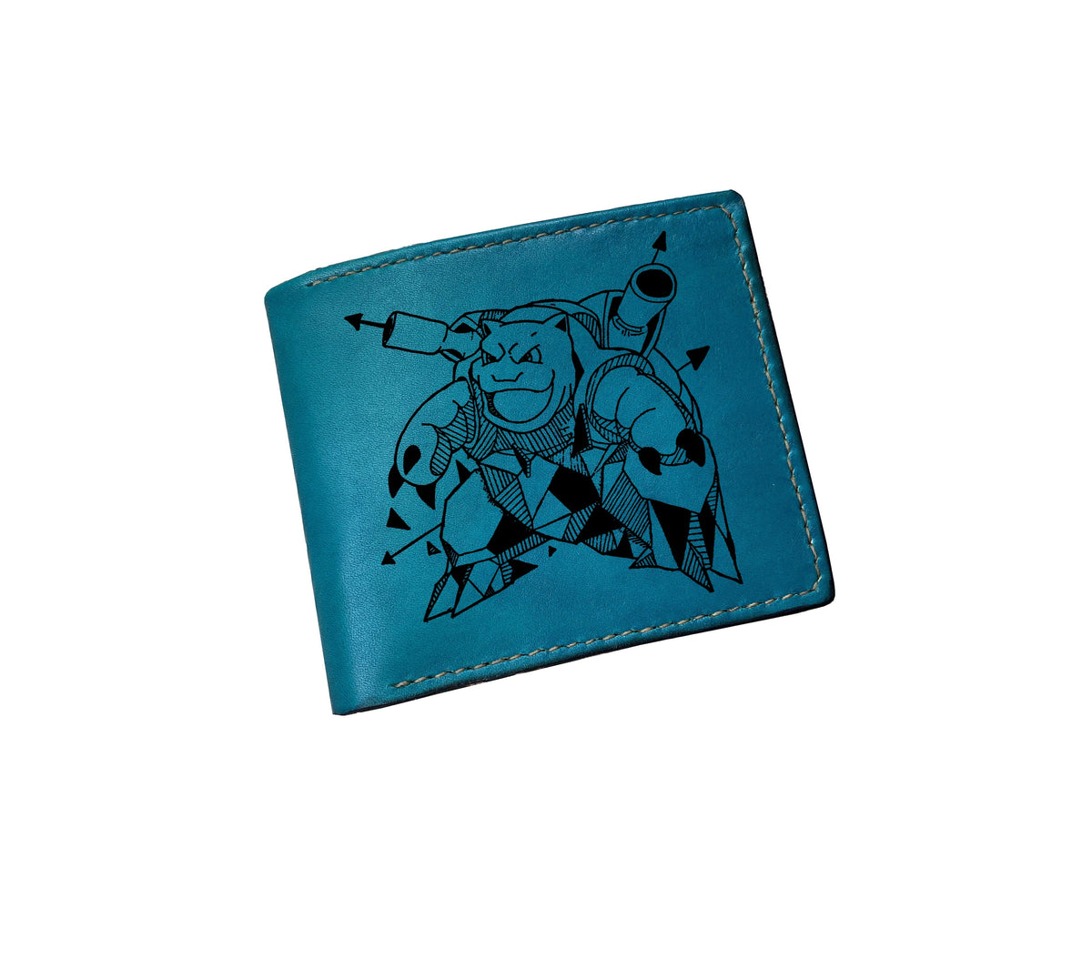 Mayan Corner - Pokemon geometric art leather handmade wallet, leather gift for dad, husband, brother - Venusaur/Fushigibana