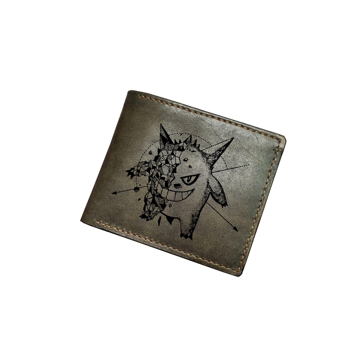 Mayan Corner - Pokemon geometric art leather handmade wallet, leather gift for dad, husband, brother - Pikachu pokemon geometric