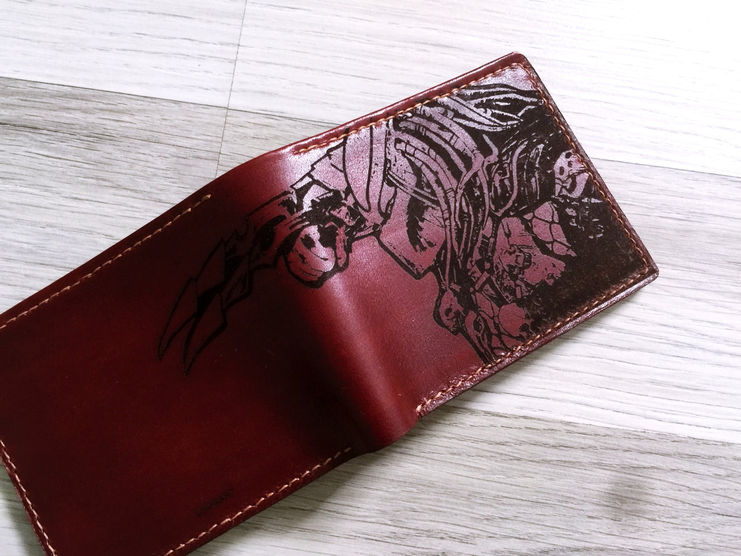 Mayan Corner - Predator monster leather handmade men's wallet, custom gifts for him, father's day gifts, anniversary gift for men