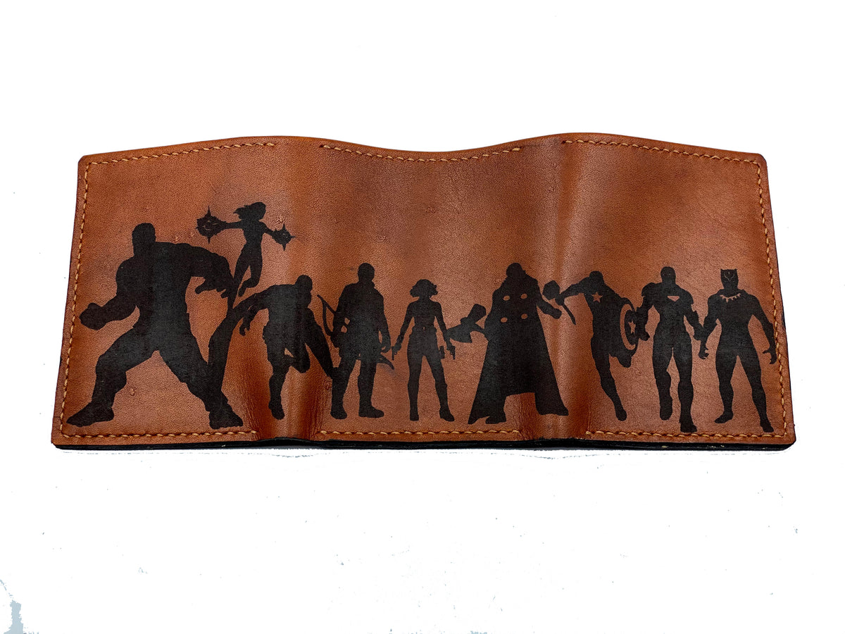 Mayan Corner - Avenger team Marvel superheroes leather handmade men's wallet, custom gifts for him, father's day gifts