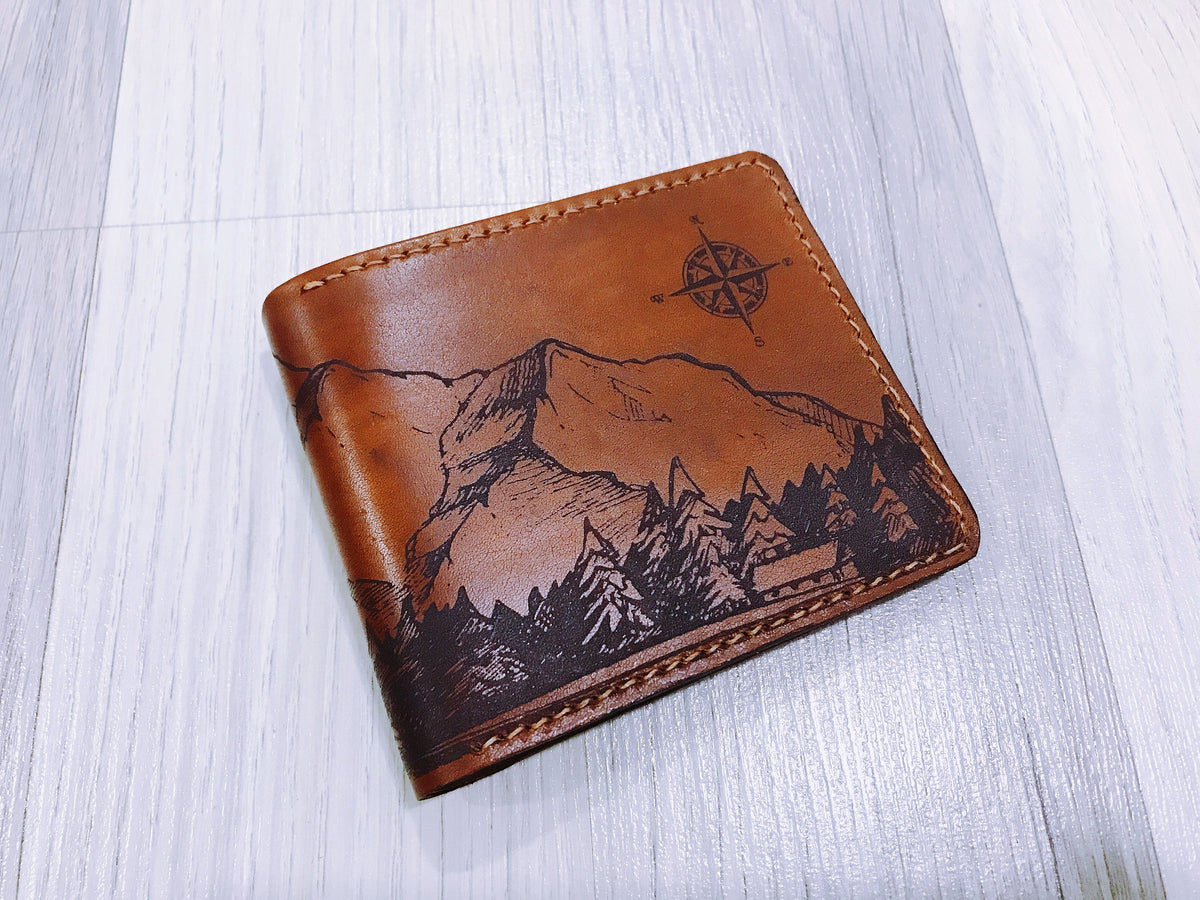Mayan Corner - Koi animal pattern leather handmade men's wallet, custom gifts for him, father's day gifts, birthday gift 2021