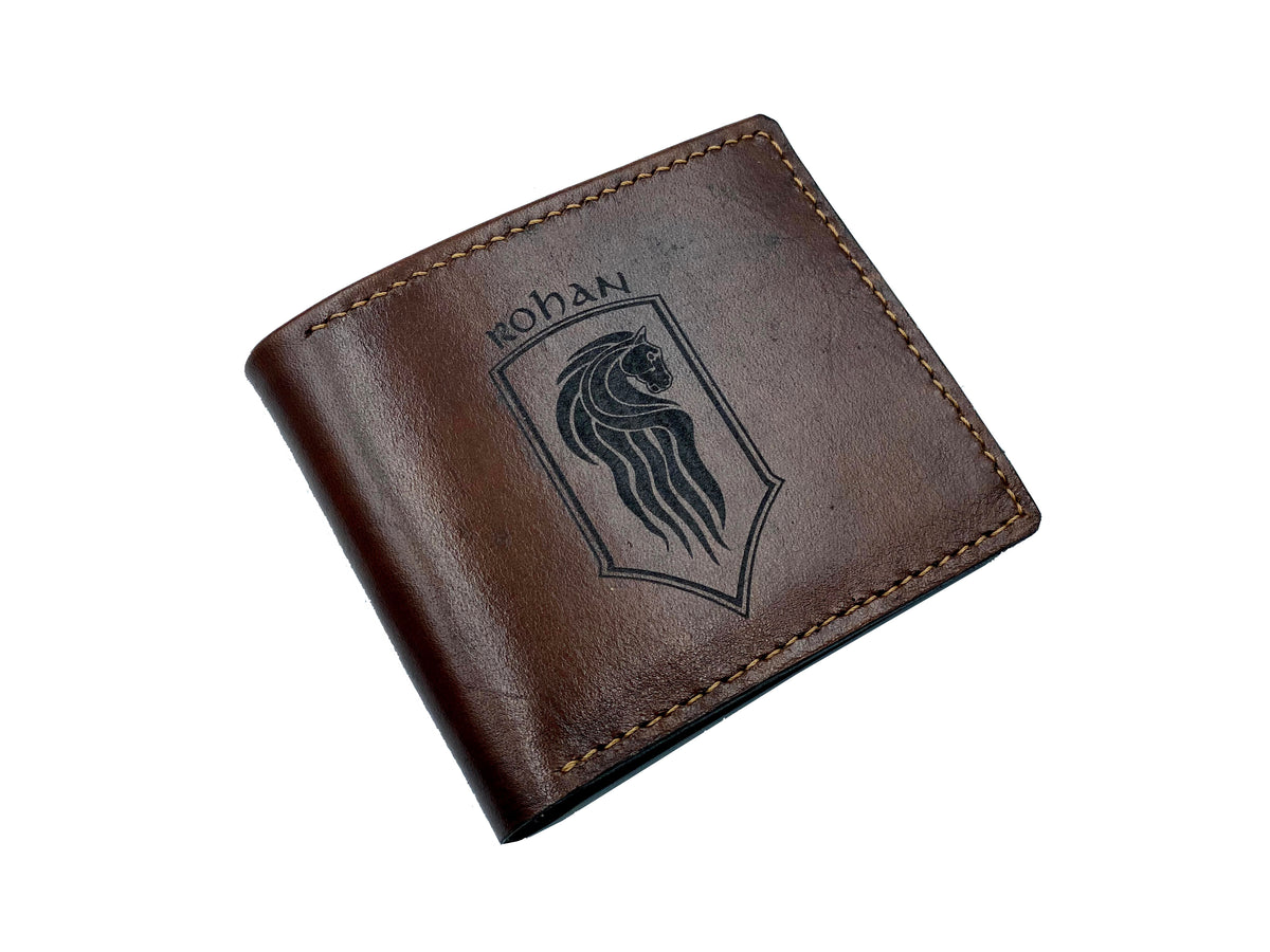 Mayan Corner - Personalized leather handmade wallet, The Lord of the Rings wallet, Rohan horse The Rohirrim leather art, lord of the rings leather gift for dad, birthday gift idea for husband, boyfriend