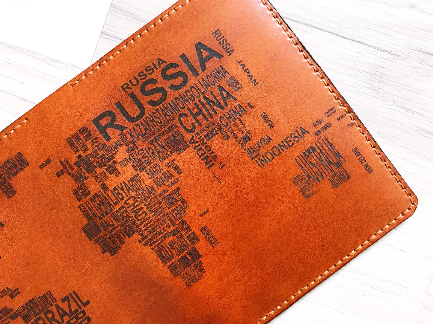 Personalized World map modern text Leather Passport Wallet, Passport Cover, Passport Holder, Custom family travel gift, Anniversary gift ideas