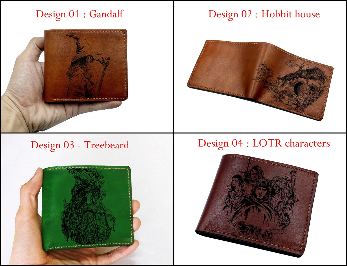 Mayan Corner - Personalized leather handmade wallet, The Lord of the rings wallet, Azog the Orc leather gift, Orc sketch art wallet