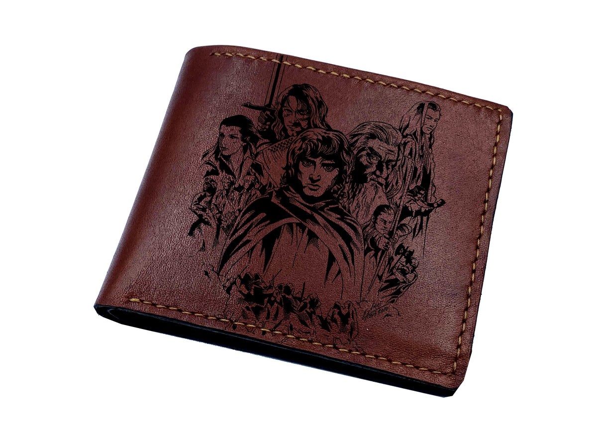 Mayan Corner - The Lord of the Rings leather handmade wallet, Gandalf the White wizard leather wallet, LOTR leather anniversary gift idea for husband, father, brother