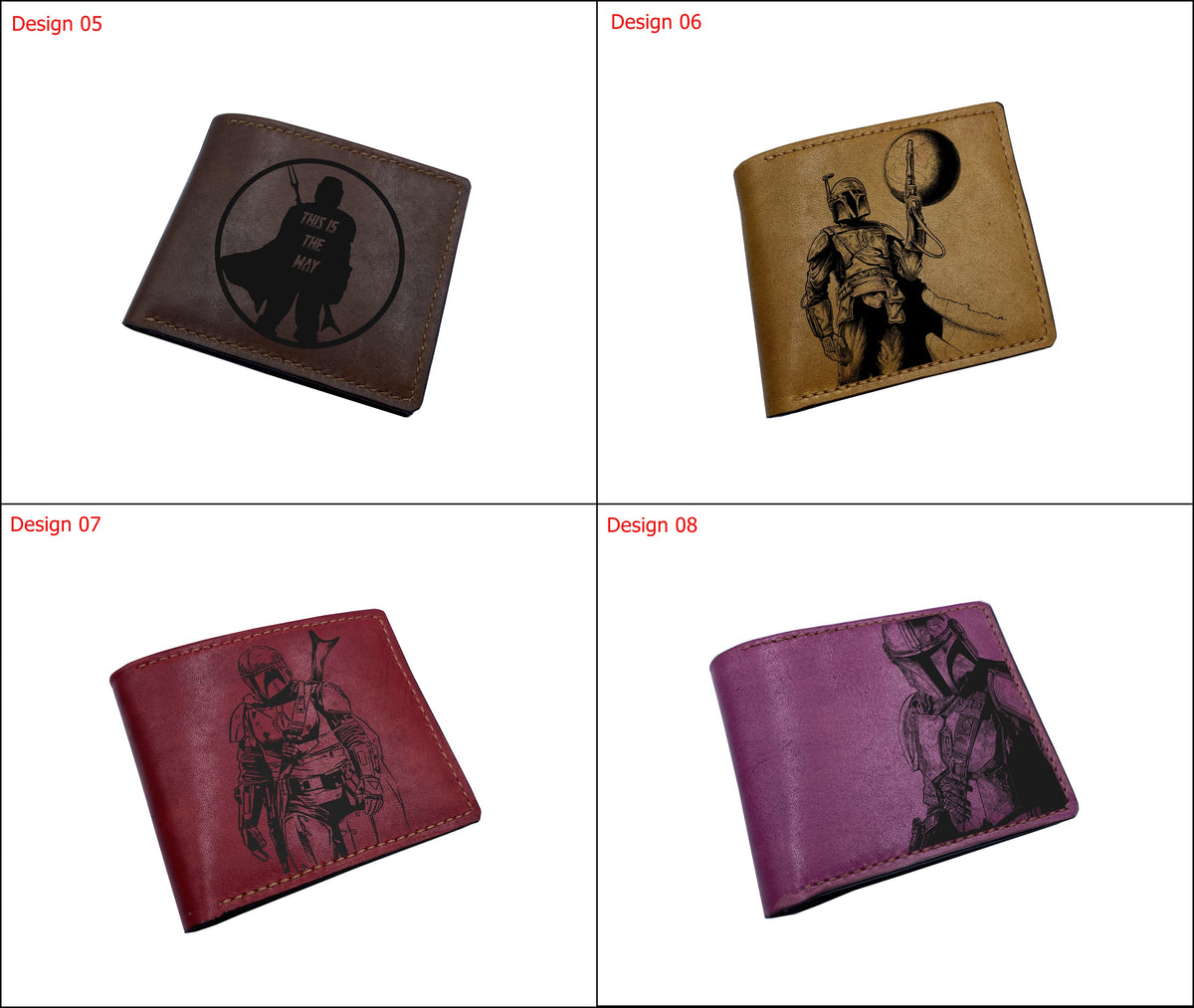 Starwars leather wallet, customized leather gift for dad, anniversary christmas gift ideas for him - Mandalorian space Bounty Hunter