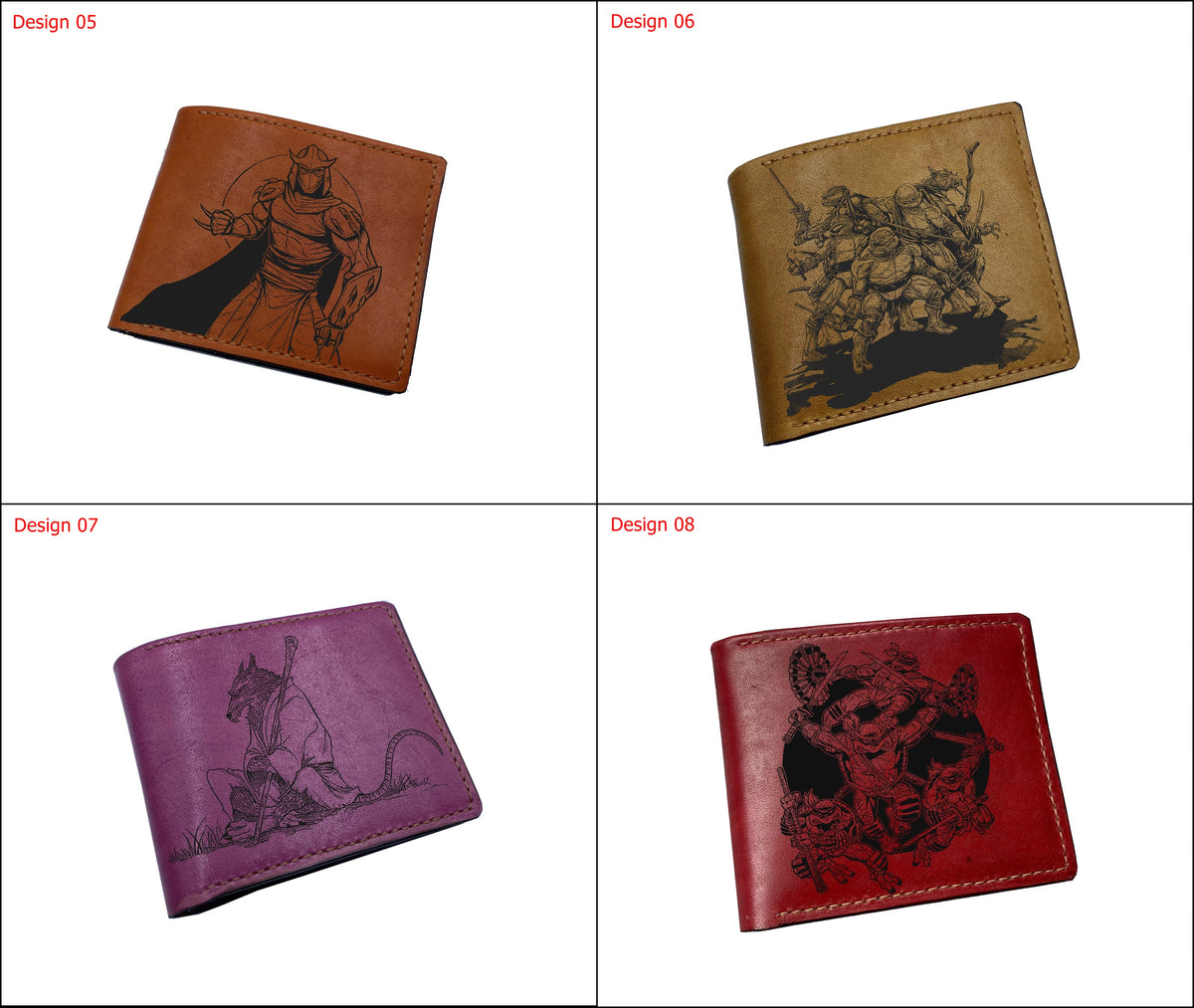 Mayan Corner - Personalized genuine leather handmade wallet, leather gift ideas for him, ninja turtle leather art wallet - 0111229