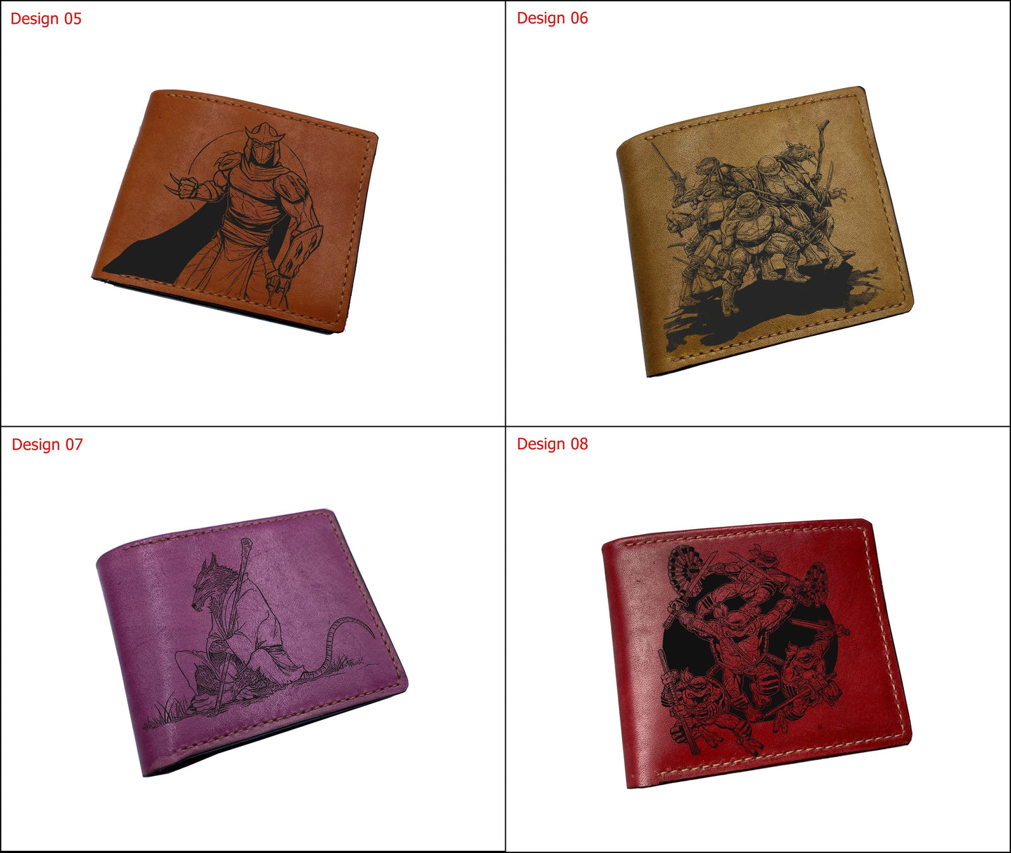Mayan Corner - Personalized genuine leather handmade wallet, leather gift ideas for him, ninja turtle leather art wallet - 01112211