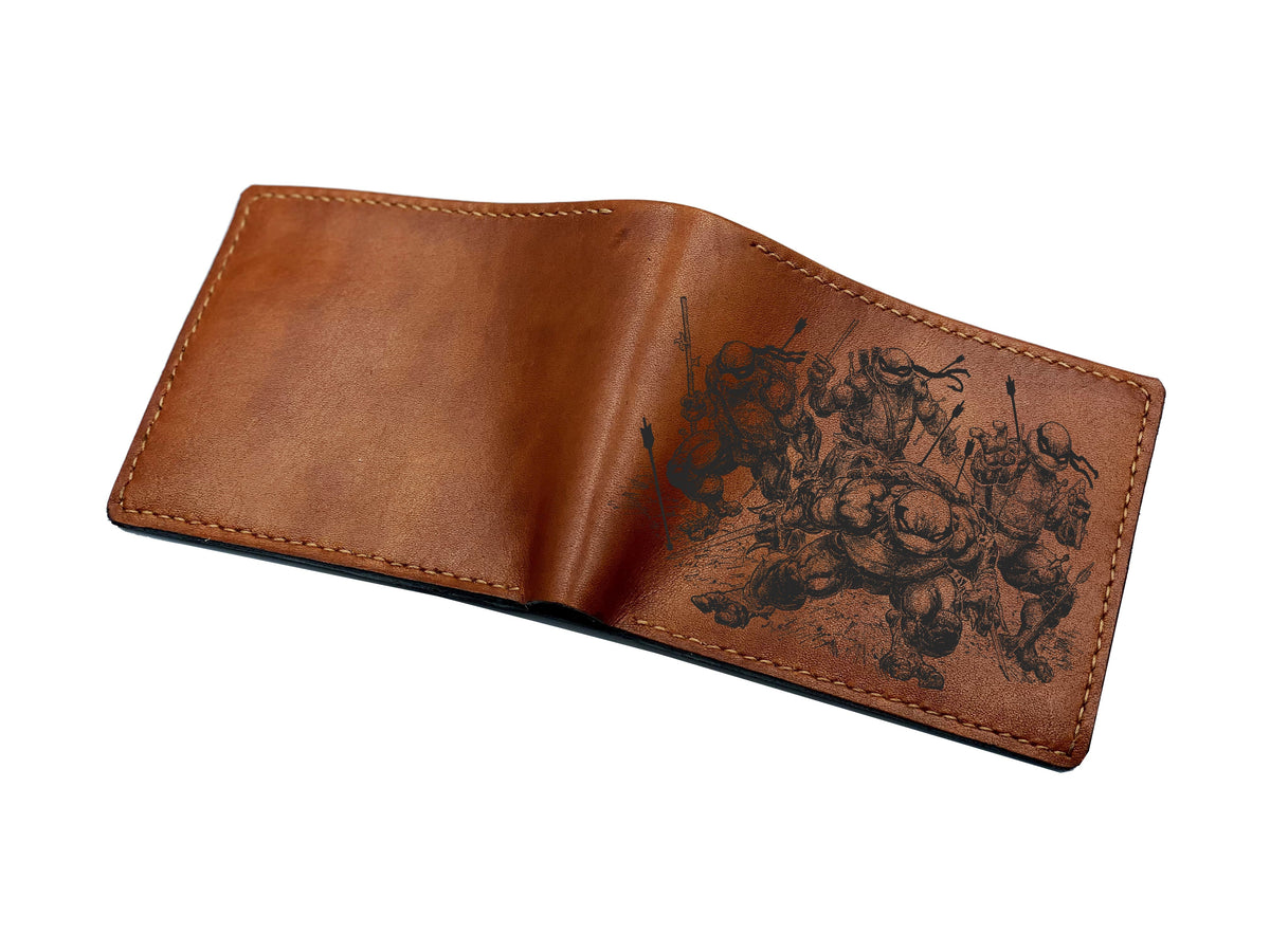 Mayan Corner - Personalized genuine leather handmade wallet, leather gift ideas for him, ninja turtle leather art wallet - Shredder - 01112212