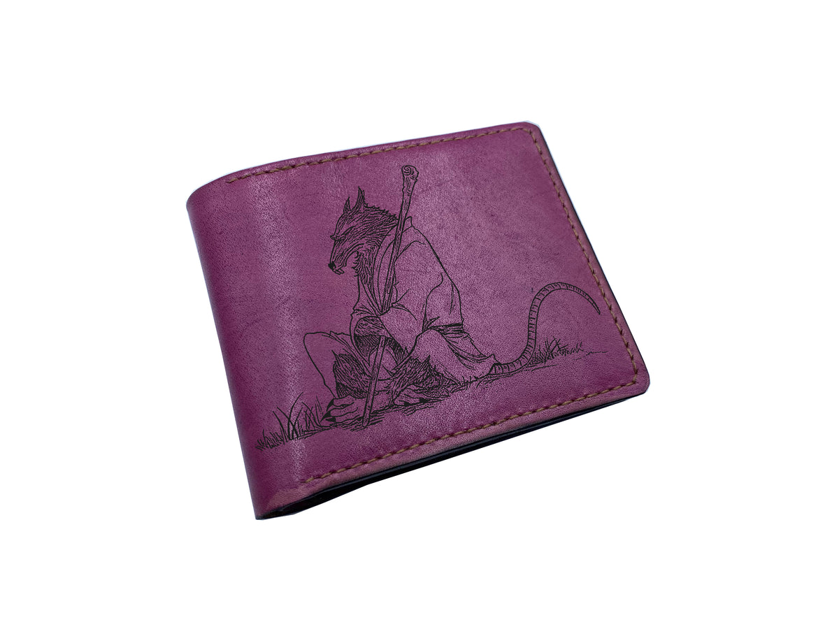 Mayan Corner - Personalized genuine leather handmade wallet, leather gift ideas for him, ninja turtle leather art wallet - master splinter - 01112213