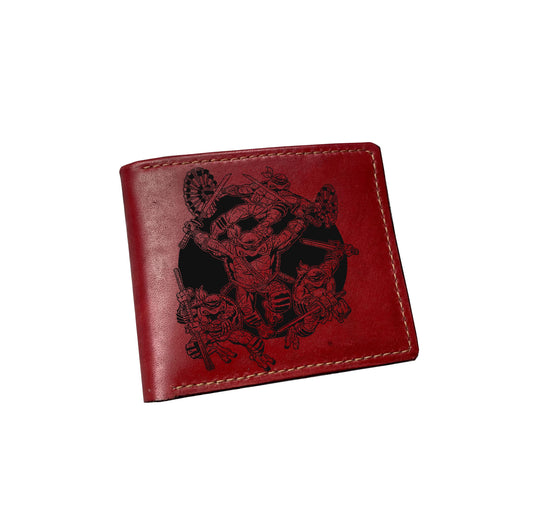 Mayan Corner - Personalized genuine leather handmade wallet, leather gift ideas for him, ninja turtle leather art wallet - 01112214