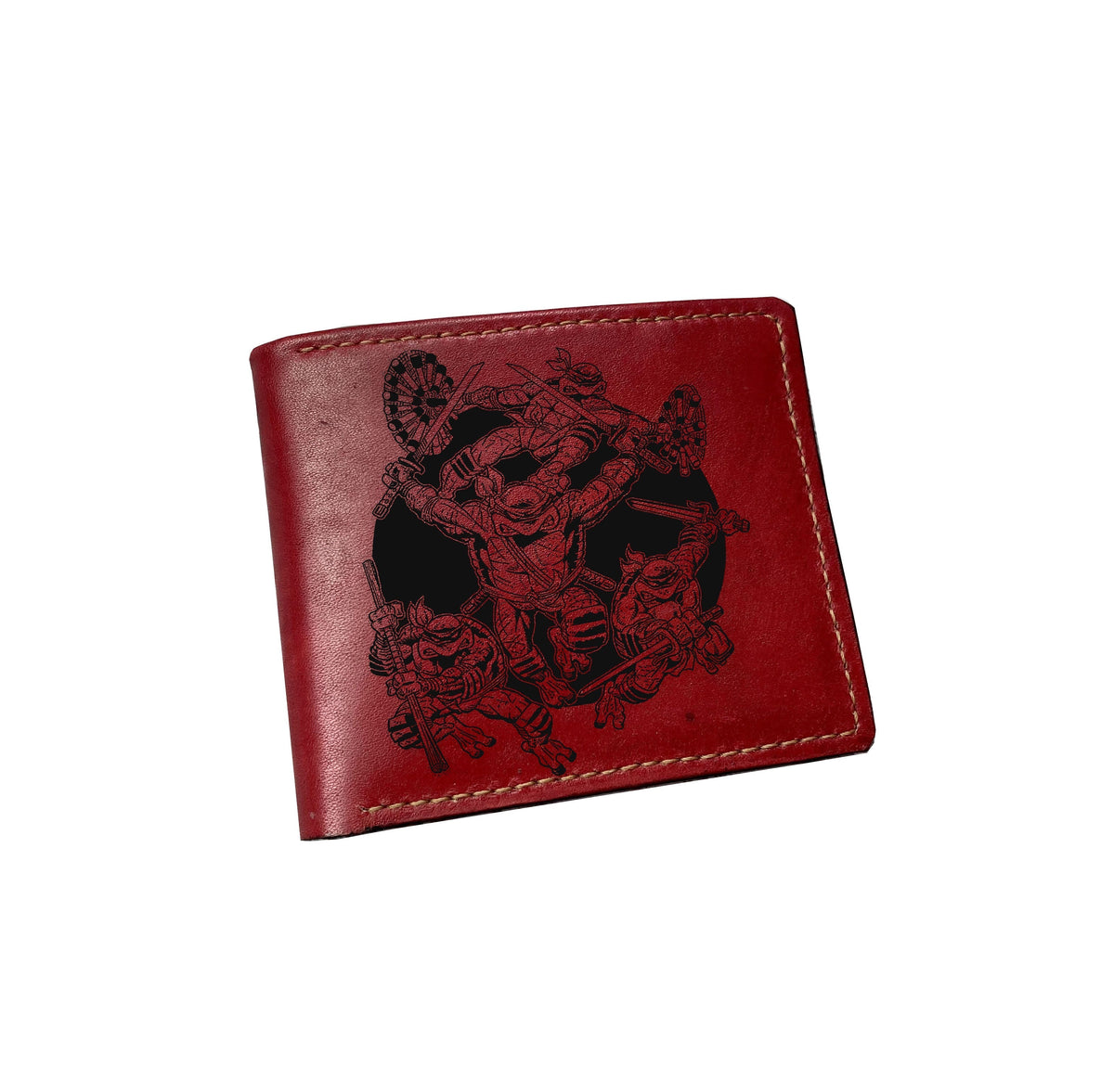Mayan Corner - Personalized genuine leather handmade wallet, leather gift ideas for him, ninja turtle leather art wallet - 01112216