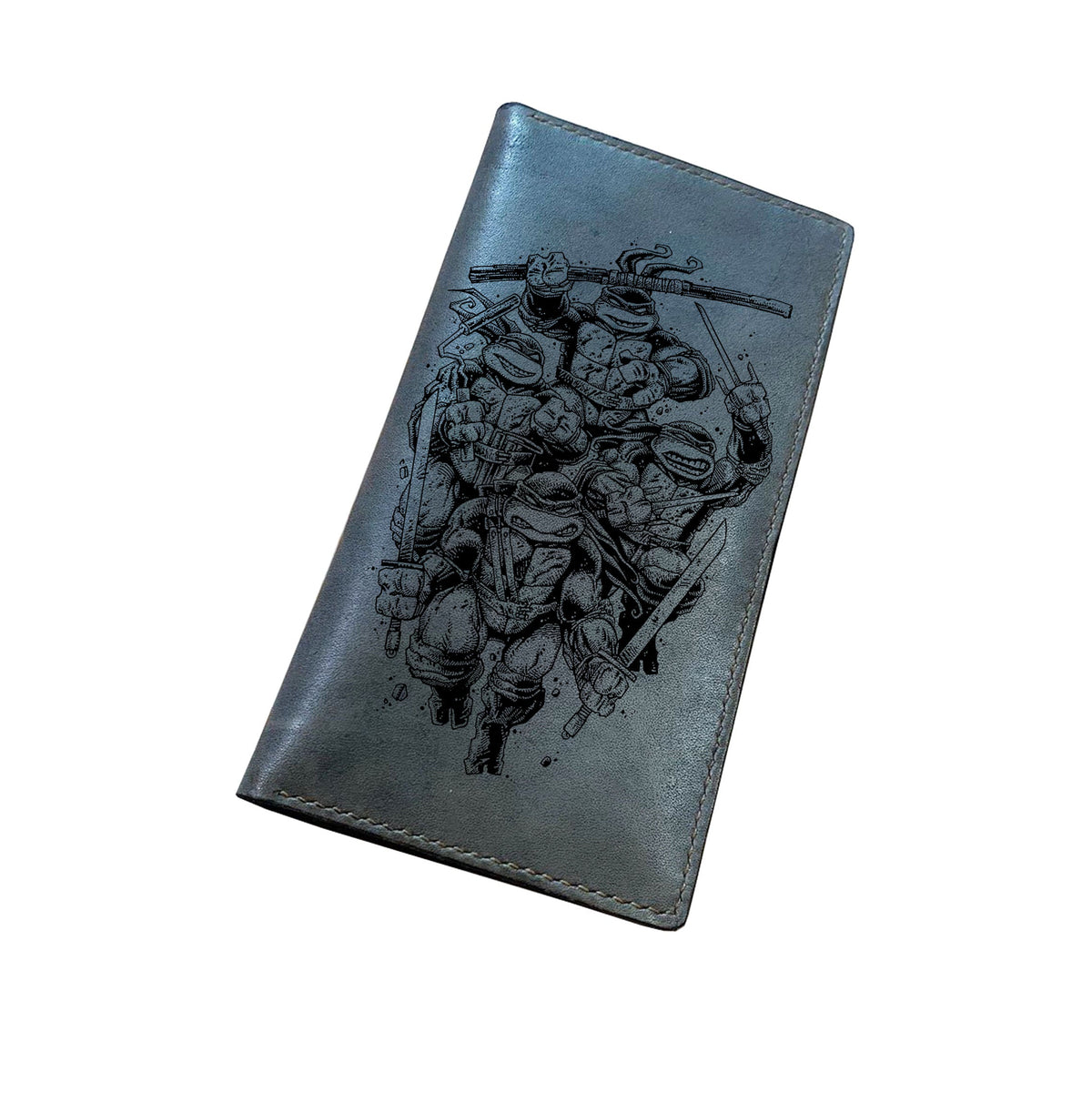 Mayan Corner - Personalized genuine leather handmade wallet, leather gift ideas for him, ninja turtle leather art wallet - 01112214